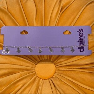 Claire's Silver Geometric Charm Anklet